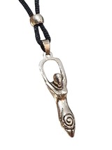 Spiral Moon Goddess Necklace Pendant Long Cord Large Spiral Goddess Pagan Wiccan - £9.36 GBP
