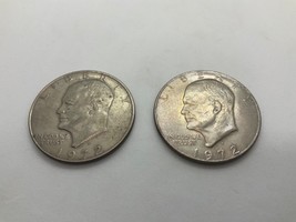 Lot Of 2 US $1 Dollar Eisenhower 1972 D Coin Eagle - $71.28