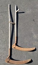 2 Primitive Straight Snath Scythes 18&quot; Blade Rustic Cabin Decor Tool Gri... - $227.69