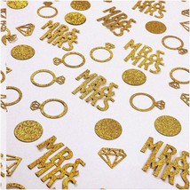 Golden Love Celebration - 220pcs Wedding Table Confetti, Mr and Mrs Diam... - $405.79 MXN