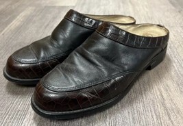 Ariat Shoes Womens 7 B Black Brown Leather Crocodile Print Mules Clog Op... - $19.79