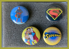 SUPERMAN Max Fleischer 1940s Cartoon Set of Four 1 inch Round 3M Rubber Magnets - $9.49