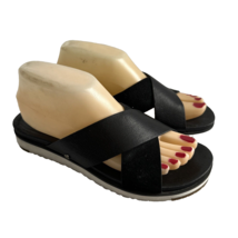Ugg Treadlite Women Black Slides Sandals Size 8 M Leather Criss Cross Shoes - $28.00