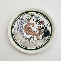 Vintage Coimbra Ceramic Coaster Hand Painted by Carlos Tomas Peacock Peahen - £34.92 GBP