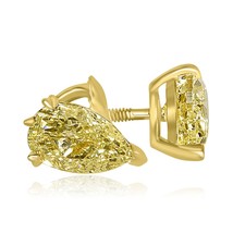 Igi 2.52 Karat Birne Kunstdiamanten Grown Intense Gelb Diamant Ohrstecke... - $36,160.60 MXN