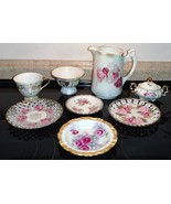 Royal Sealy Halsey &amp; Others Pierced Saucer Pitcher teacup Sugar Bowl 8pc... - £39.90 GBP