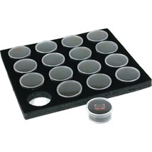 16 Gem Jars Gemstone Black Tray Showcase Travel Display  - £11.38 GBP