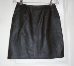 LIZ CLAIBORNE Chocolate Brown Leather Skirt texture Fully lined sz 4 Deep pocket - £27.68 GBP