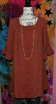 Adorable~Earthy~Peasant~Short Hippie Dress~PM~Petite M/L~Naif~Brown~Lined - £12.75 GBP