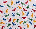 Flannel Footprints Multi-Color Feet Stars Hearts Kids Flannel Fabric BTY... - $9.95