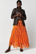 New Free People Gardenia Maxi Skirt CROCHET $168 SMALL Orange  - £63.30 GBP