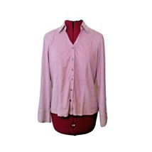 J. Jill Shirt Lavender Women Suede Feel Side Split Button Front Size 8 - £18.37 GBP