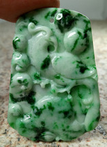 Certified Green Natural Grade A Jade jadeite Hand-Carved Pendant Phoenix Ruyi - £438.05 GBP