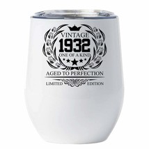 Vintage 1932 Tumbler 90 Years Old 90th Birthday Rose Flower Wine Cup 12oz Gift - $22.72