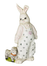 Bunny Rabbit  Figurine porcelain 7.5&quot; with lamb Easter decoration - $29.68