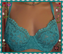 32DD Teal Aqua Crochet Coconut Lace Sling Body by Victorias Secret DEMI UW Bra - £31.45 GBP