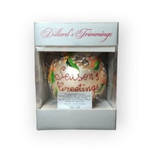 Christmas Ornament Dillard&#39;s Trimmings Hand Painted Season&#39;s Greetings Pinecones - £19.08 GBP