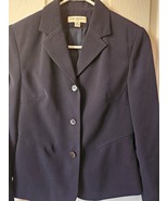 Amanda Smith Petite Womens Blazer Jacket Size 4P Dark Blue 100% Polyeste... - $21.80