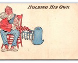 Comic Man With Baby Holding His Own UNP DB Postcard R26 - £3.85 GBP