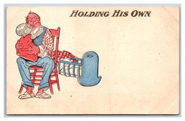 Comic Man With Baby Holding His Own UNP DB Postcard R26 - £3.85 GBP