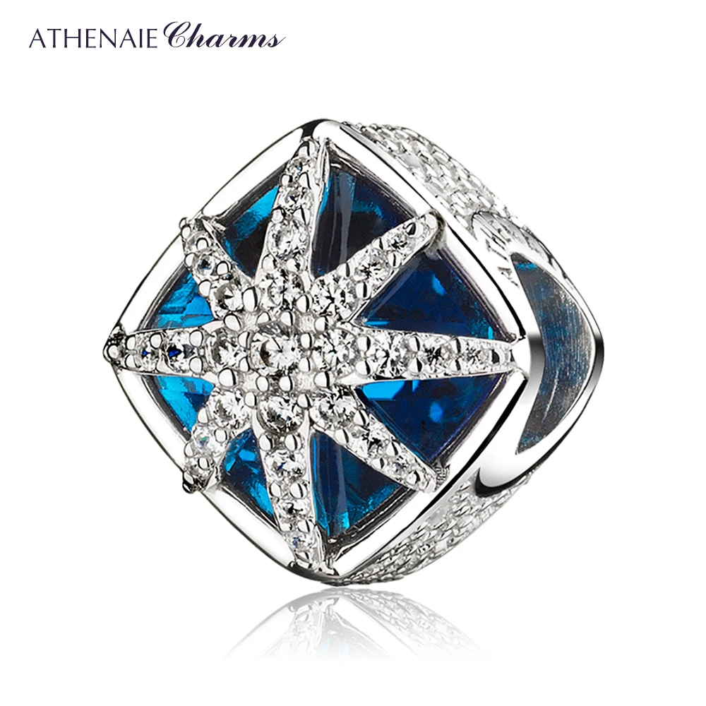 925 Sterling Silver Glacial Beauty Charms Blue Crystals &amp; CZ  Snowflake Pendants - £44.94 GBP