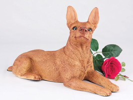 Large 130 Cubic Ins Black &amp; Tan Miniature Pinscher Resin Urn for Ashes,Ears Up - $184.99