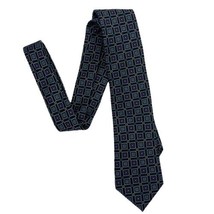 Ike Behar Men&#39;s Necktie Square Pattern Blue Gray Purple 100% Silk Tie - £11.07 GBP