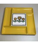 Vintage 70s Pop Art Divided Snack Tray w/ Ceramic Tile Insert by Michel ... - €21,59 EUR