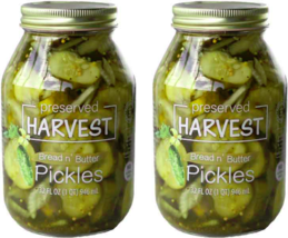 Preserved Harvest Bread n&#39; Butter Pickle Slices, 2-Pack 32 oz. Quart Jars - £27.79 GBP