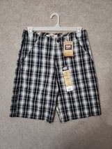 Wrangler Loose Fit Chino Shorts Mens 30 Gray Plaid Flap Pockets NEW - $24.62