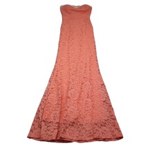 La Scala Dress Womens S Pink Maxi Fit Flare Sweetheart Neck Lace Rhinestone - $29.68