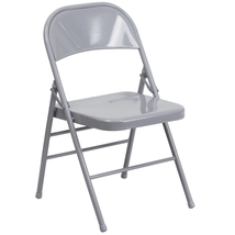 Versatile Gray Metal Folding Chair with Triple Braced Frame - $76.22