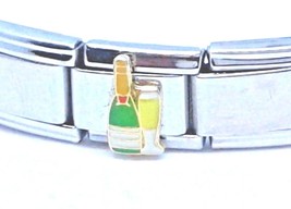 Bracelet Pugster Italian Charm Champagne Bottle Glass Link Stainless - £7.96 GBP