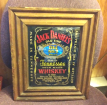 Vintage Jack Daniels Whiskey Old No 7 Wood Framed Bar Mirror Sign - $38.61