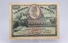 1907 Spain 100 Pesetas Banknote   Unique Antique Collectible ~ Rare P-64 - £140.59 GBP