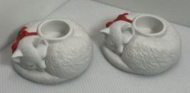 AGC American Greetings Co Ceramic Christmas Cat Tealight Candle Holder s... - £9.59 GBP