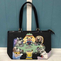 Braciano Omer playing cats and dogs beaded tote bag 16” x 11” purse Las ... - $42.08