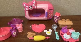 Disney Minnie Mouse Marvelous Lights Talking Microwave + 14 Extra kitchen Pieces - $34.64