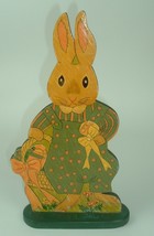 Easter Bunny Rabbit Wood Figurine handmade Vtg Kitsch holiday anthropomorphic - £13.18 GBP