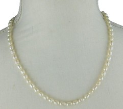Vintage Artisan White Pearl Necklace 18&quot; L Approx 0.5 mm Baroque Shaped ... - £10.64 GBP