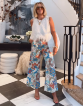 ZARA BNWT 2025. MULTICOLOURED COTTON FLORAL MINI FLARE TROUSERS PANTS. 8... - $94.97