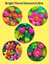 Bright Floral Dexcom/Libre Sensor Covers, CGM Adhesive Patches (Set of 5) - $12.99