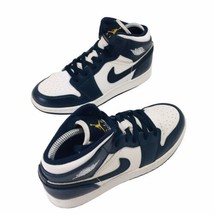 Nike Boys Air Jordan 1 Mid 554725-174 Blue Basketball Shoes Sneakers Size 5.5 - £60.89 GBP