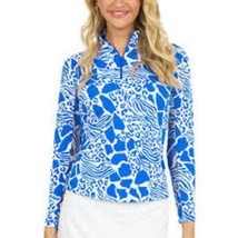 NWT Ladies IBKUL BIANCA ROYAL BLUE Long Sleeve Mock Golf Shirt - S M L X... - £39.86 GBP