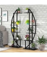 Set of 2 - Symmetrical Modern Black Metal Wood 10-Shelf Plant Stand - $245.51