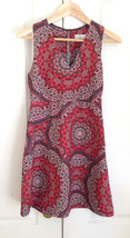 Abercrombie &amp; Fitch Red Floral Print V-neck Back Slit Sleeveless A-line Dress M - £27.46 GBP