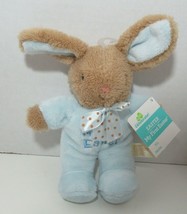 MTY plush tan brown blue bunny rabbit baby soft toy My 1st First Easter rattle - $11.87