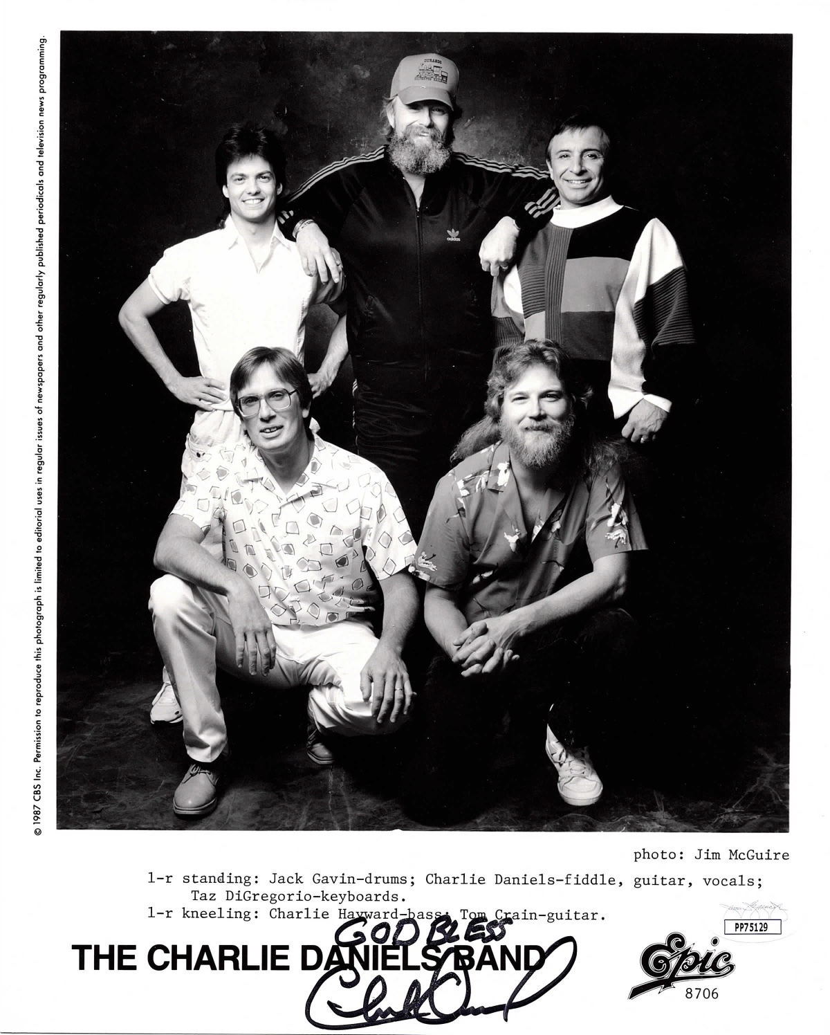CHARLIE DANIELS Autograph Signed 8x10 BAND PHOTO Country Music JSA CERTI... - $149.99