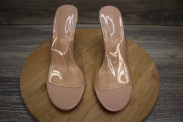 Cape Robbin Shoe Womens 9 Clear Blush Pink Nude Peep Toe Block Heel Statement - £23.26 GBP