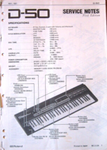 Original Roland D-50 Synthesizer Keyboard Service Manual Notes, 1987 Japan. - £45.86 GBP